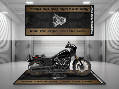 Motorcycle Mat for Cruiser Motorcycle "Ride The Style, Feel The Vibe" - MM7306 - Howling Moto