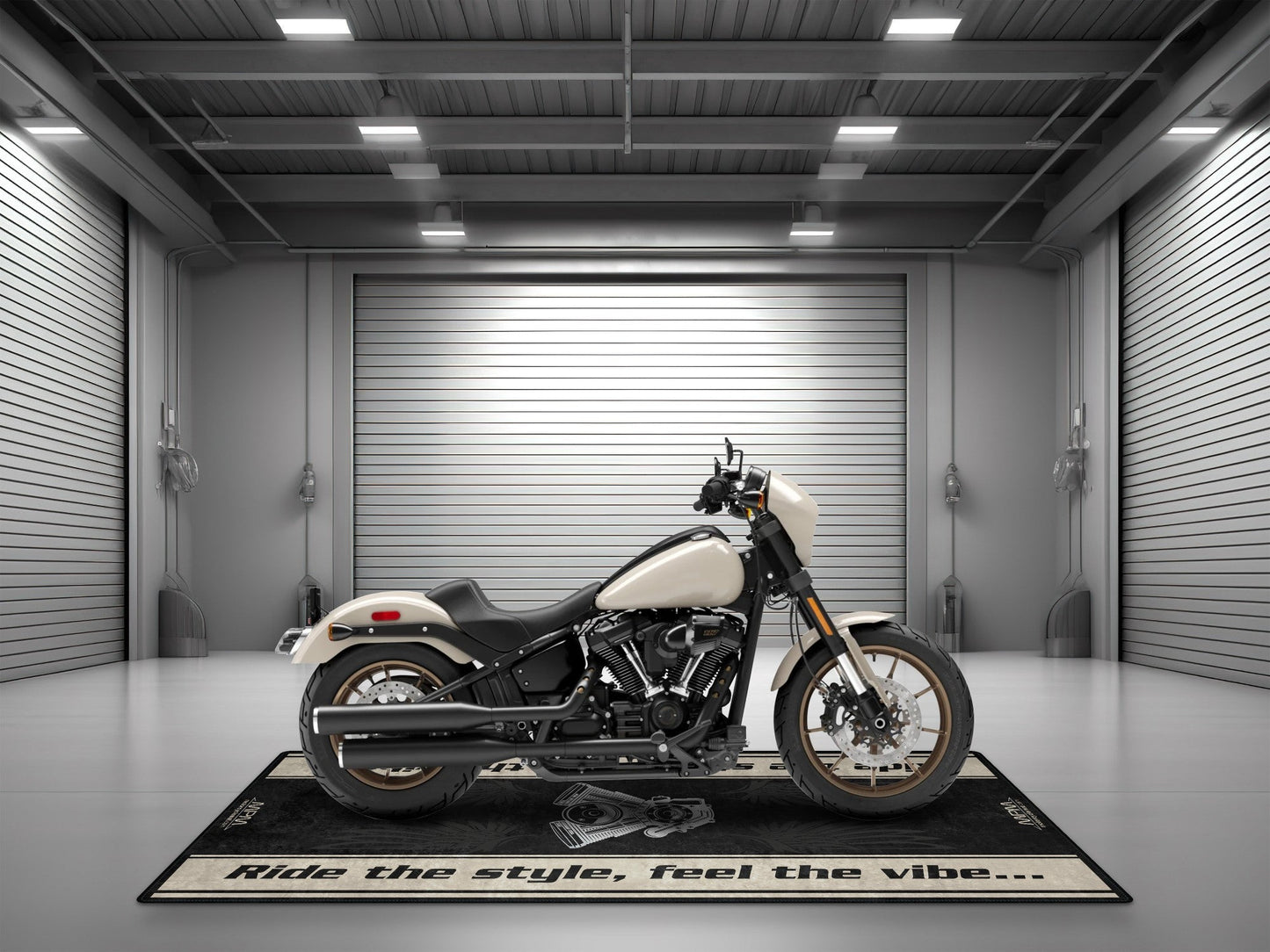 Motorcycle Mat for Cruiser Motorcycle "Ride The Style, Feel The Vibe" - MM7306 - Howling Moto