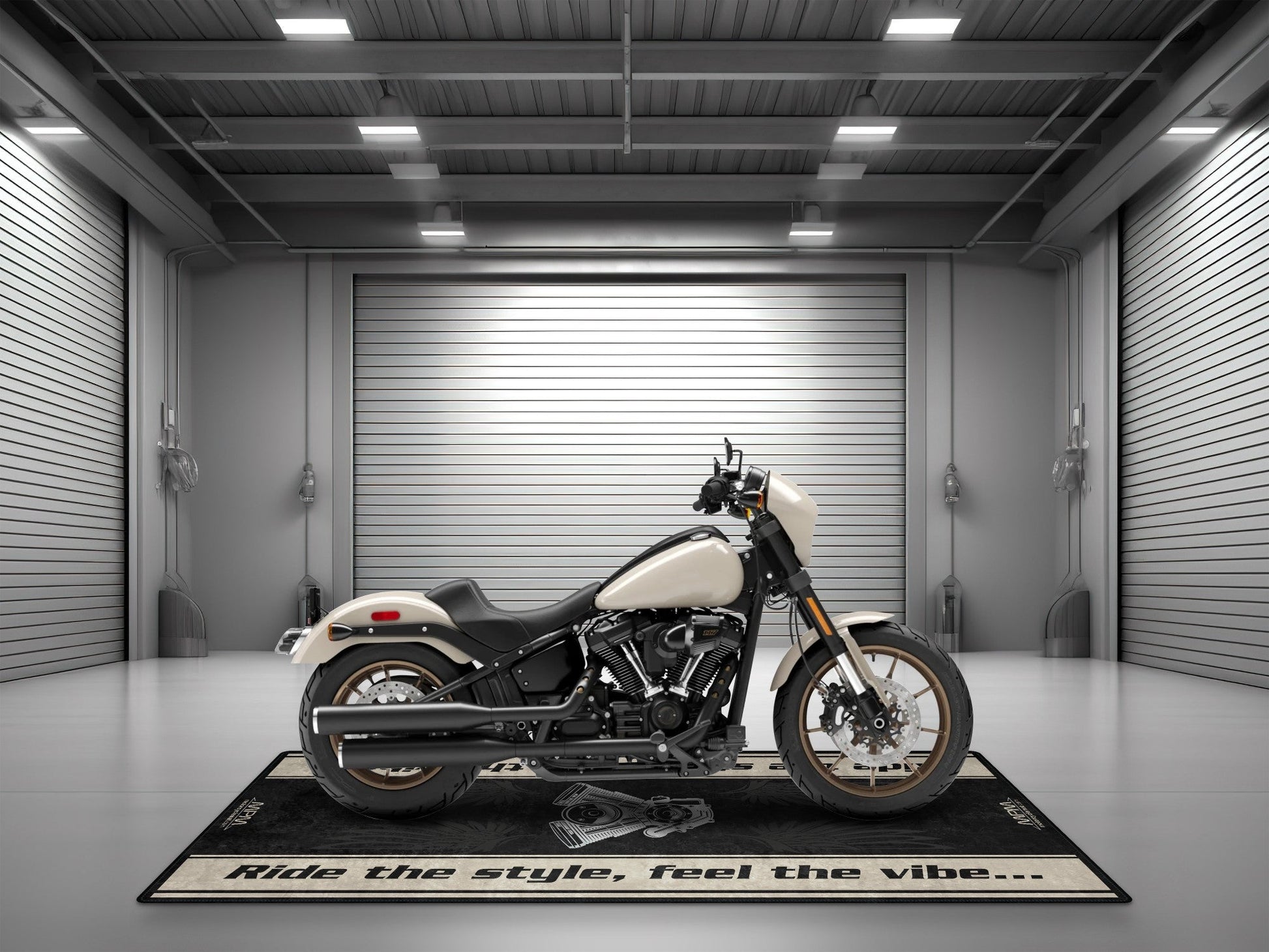 Motorcycle Mat for Cruiser Motorcycle "Ride The Style, Feel The Vibe" - MM7306 - Howling Moto