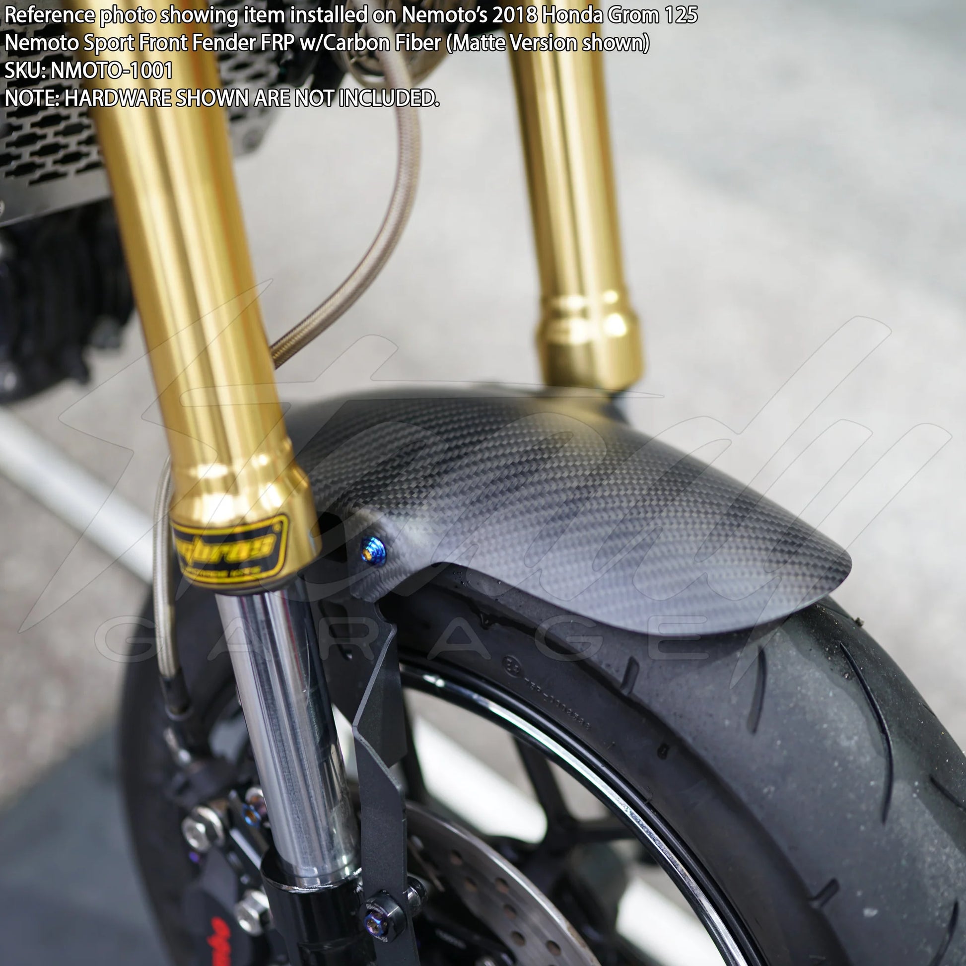 Nemoto Pure Carbon Fiber Front Fender Honda Grom & Monkey 125 (ALL YEARS) - Howling Moto