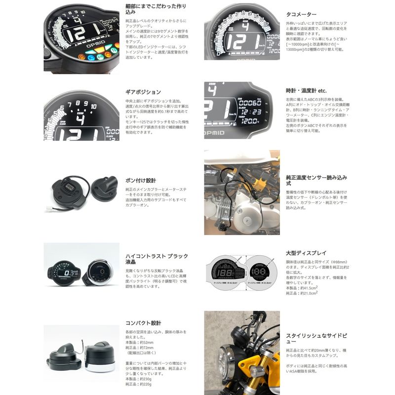 OPMID Multi Meter DASH (Plug-n-Play) Honda Monkey 125 - Howling Moto