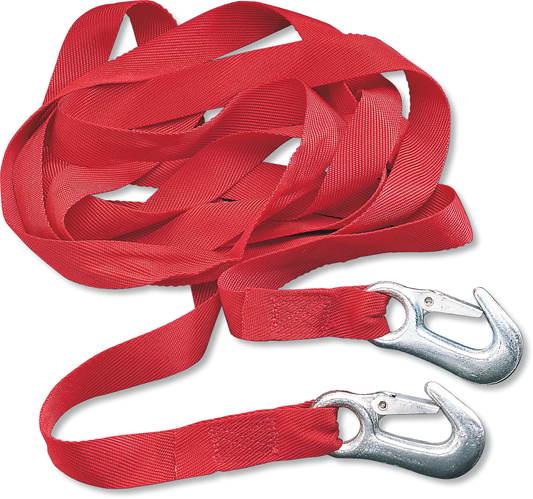PARTS UNLIMITED 12-foot heavy-duty tow rope with spring-clip hooks for towing and recovery tasks.