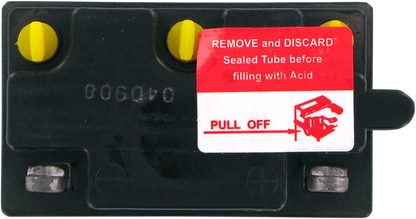 Parts Unlimited 6N6-3B-1 conventional motorcycle and powersports vehicle battery, shown with terminals and casing.