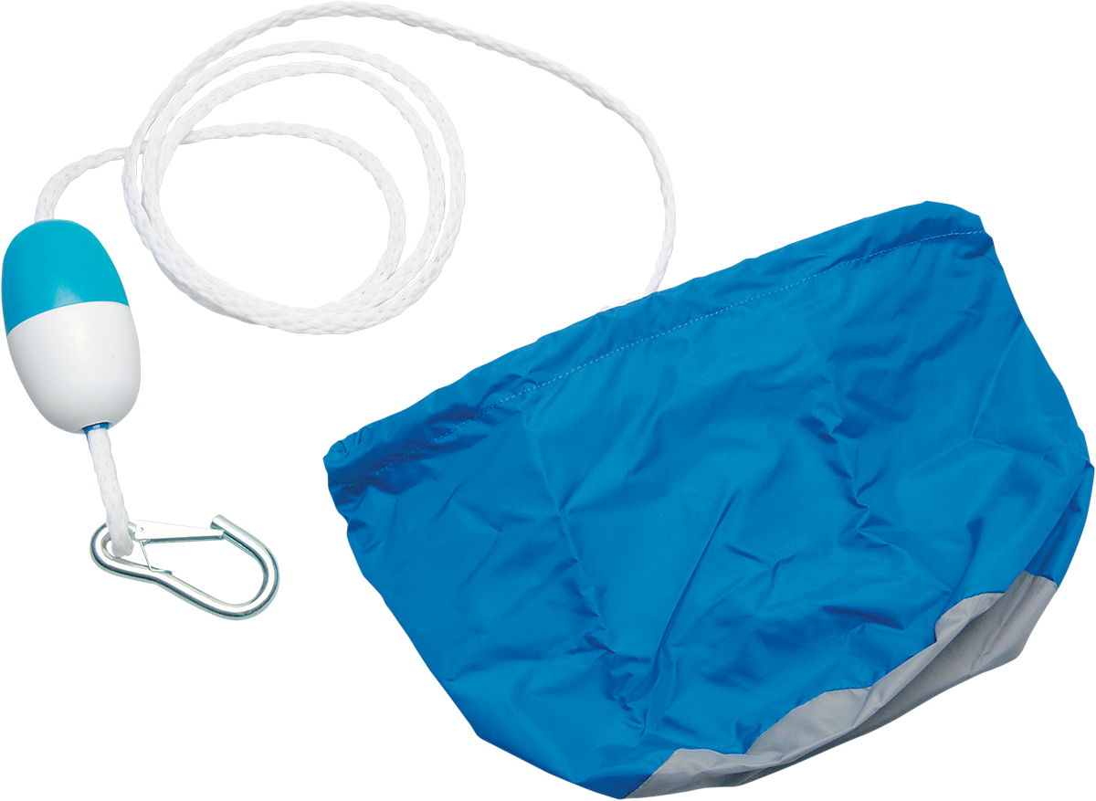 Blue PARTS UNLIMITED Anchor Bag with Rope and Float for PWC, designed for secure storage and transportation.