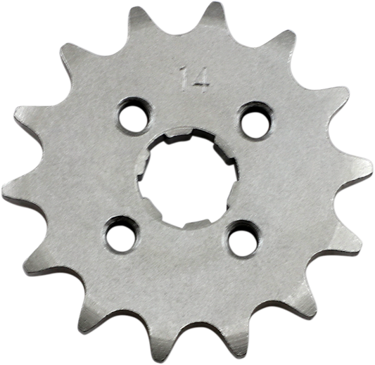 Honda countershaft sprocket from PARTS UNLIMITED, 14-tooth, part #23800041-010-14, shown with gear teeth and branding.