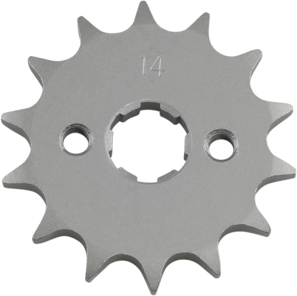 Parts Unlimited Honda 14-tooth countershaft sprocket, model PU23800-168-000, with visible teeth and sprocket design.