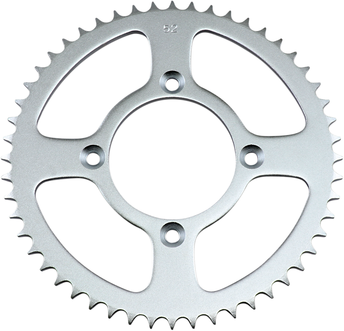 Parts Unlimited Honda rear sprocket with 52 teeth, black metal, shown with gear teeth and mounting hole for motorcycle drivetrain.