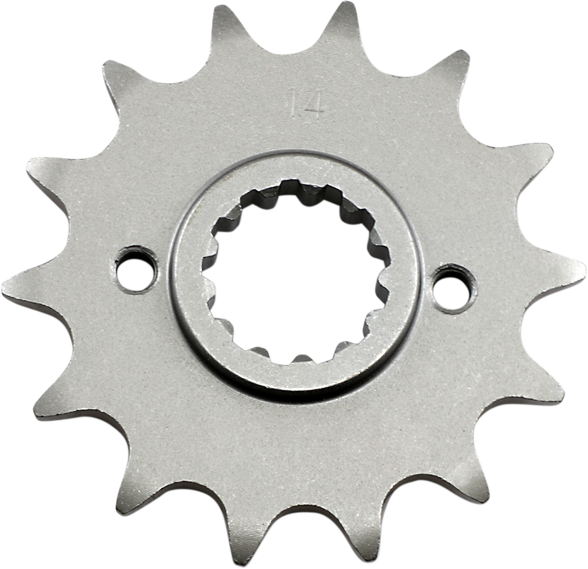 Kawasaki countershaft sprocket by PARTS UNLIMITED, 14-tooth metal sprocket designed for motorcycle drivetrain.