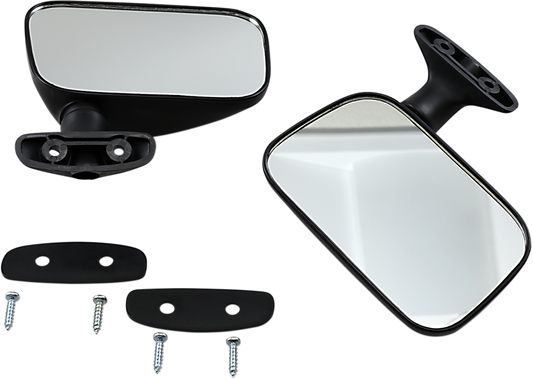 Pair of PARTS UNLIMITED LM4160 black rectangular wide-angle rear view mirrors with impact-resistant housing