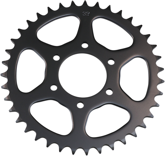 Parts Unlimited 39-tooth rear sprocket for Yamaha motorcycles, showing the metal sprocket with gear teeth and part number 214-25439-10.
