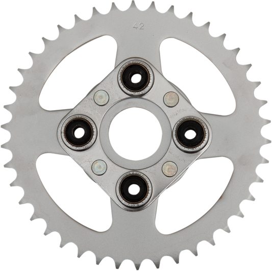 Parts Unlimited 42-tooth rear sprocket for Honda motorcycles, featuring durable metal construction and precise gear fitment.