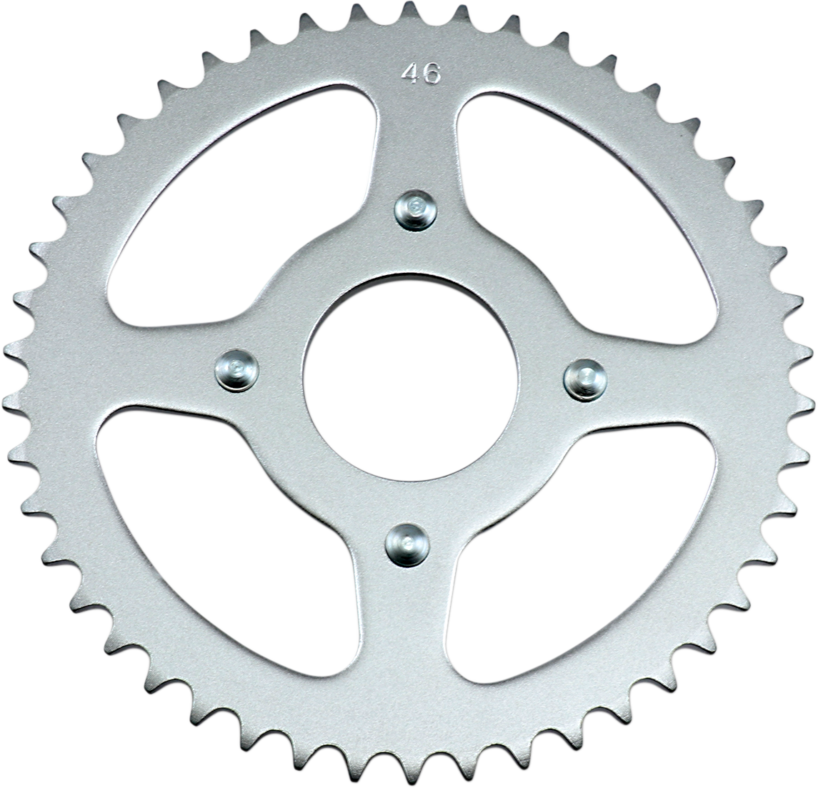 Parts Unlimited 46-tooth rear sprocket for Honda motorcycles, shown with gear teeth and part number 41201-153-000.