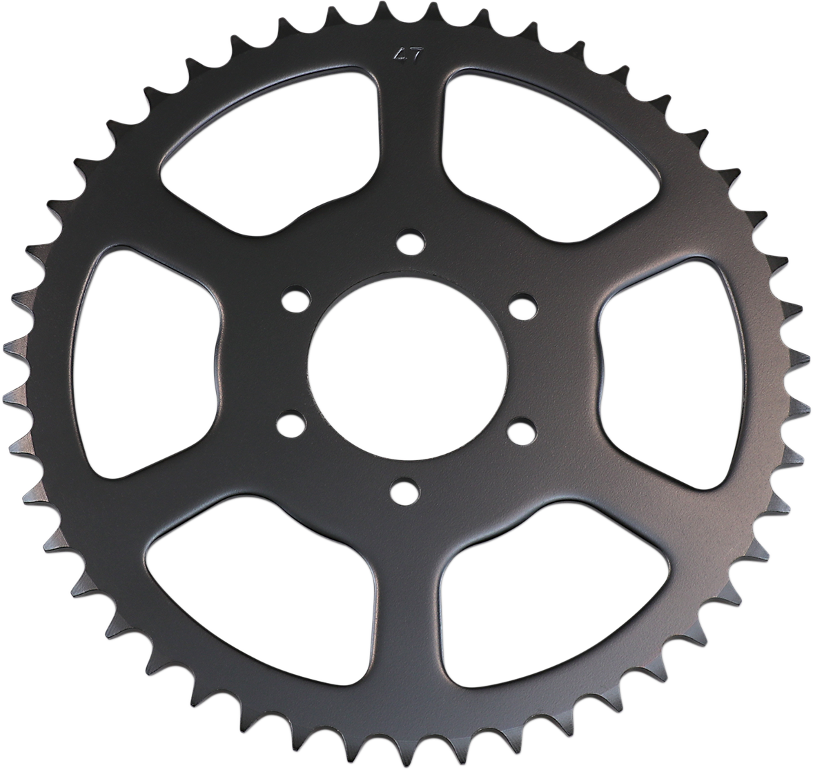 Parts Unlimited 47-tooth rear sprocket for Yamaha motorcycles, showing the metal gear with teeth and mounting hole.