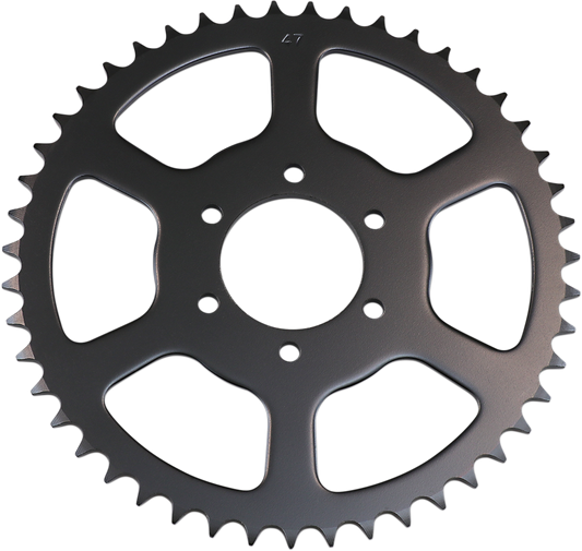 Parts Unlimited 47-tooth rear sprocket for Yamaha motorcycles, showing the metal gear with teeth and mounting hole.