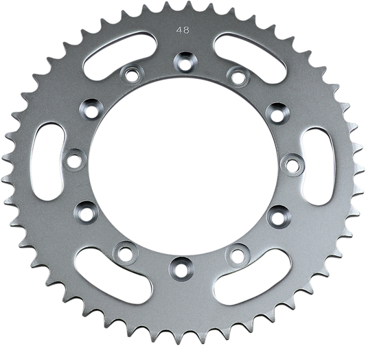 Parts Unlimited rear sprocket with 48 teeth designed for Honda and Yamaha motorcycles, durable steel construction.