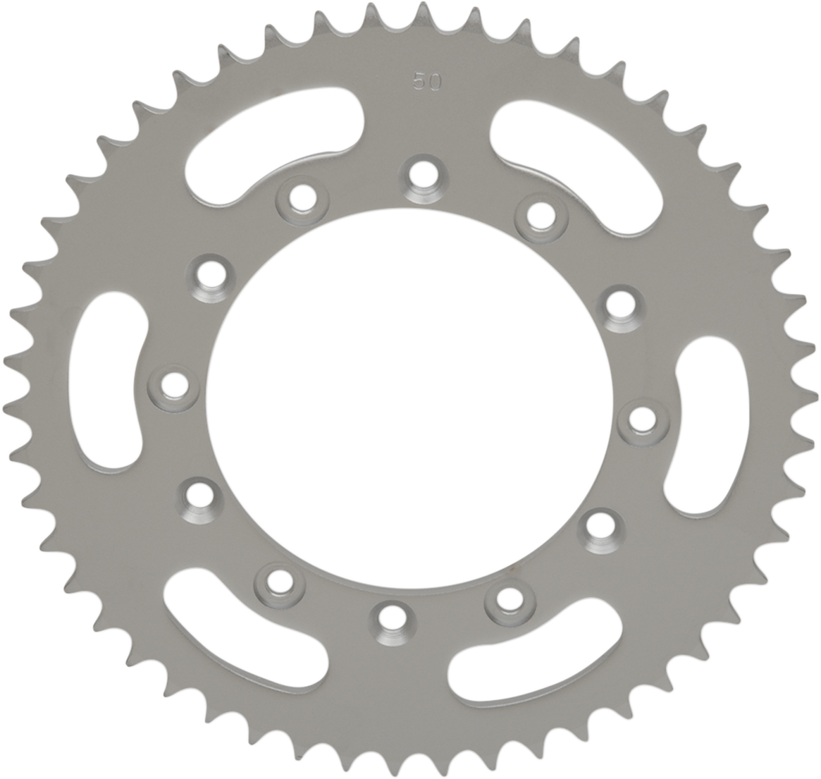Parts Unlimited 50-tooth rear sprocket for Honda and Yamaha motorcycles, featuring durable metal construction with gear teeth.