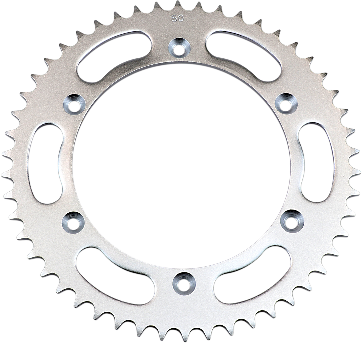 Parts Unlimited 50-tooth rear sprocket for Suzuki motorcycles, featuring durable metal construction and precise fit.