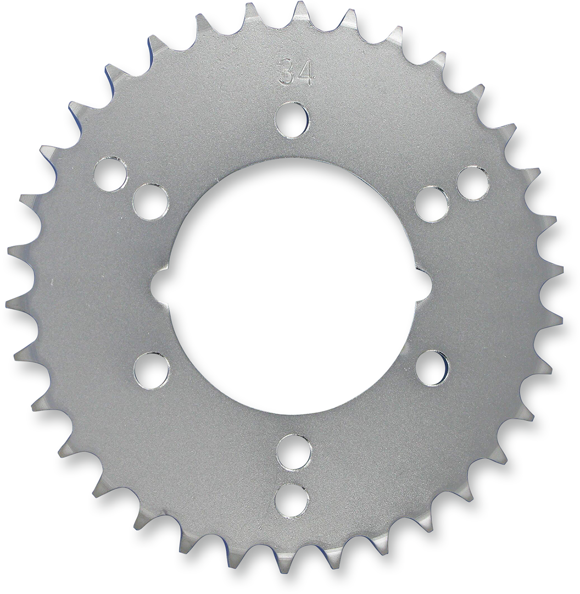 Parts Unlimited rear sprocket for Polaris, 34-tooth, durable motorcycle sprocket part PU322-2068 with metal teeth and black finish.