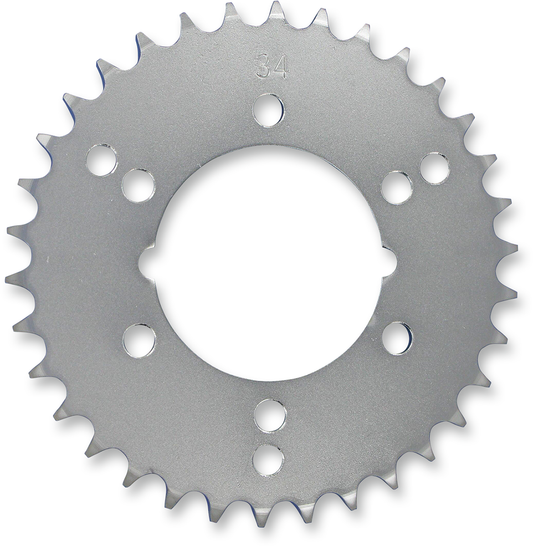Parts Unlimited rear sprocket for Polaris, 34-tooth, durable motorcycle sprocket part PU322-2068 with metal teeth and black finish.