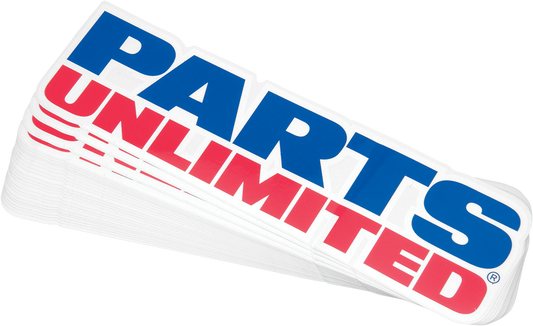 Parts Unlimited red, white, and blue decals, model 9904-0414, featuring patriotic design for motorcycle or vehicle customization.