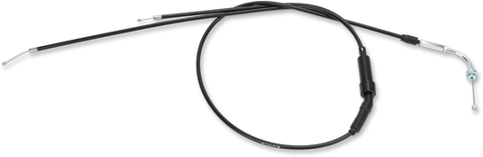 Parts Unlimited vinyl-covered throttle cable for Kawasaki motorcycles 1973-1981, part #54012-109, with metal fittings and black vinyl coating.
