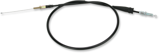 Parts Unlimited vinyl-covered throttle cable for Yamaha YZ125/250 motorcycles (1996-2005), shown with black vinyl coating and metal connectors.