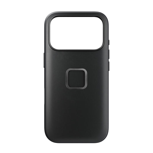 Black Peak Design Everyday Case for iPhone 17 Pro, made of Clarino material, shown on a white background.