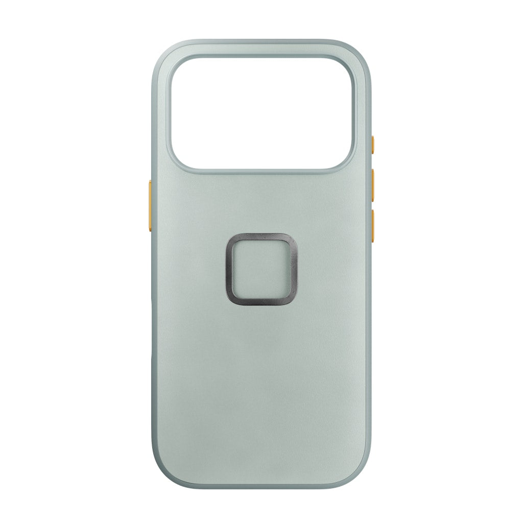 Peak Design Everyday Case for iPhone 17 Pro in Cirrus color, showing sleek mobile phone protection with precise cutouts.