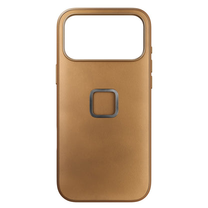 Peak Design Everyday Case for iPhone 17 Pro Max in tan color, lightweight mobile phone case with durable protection.