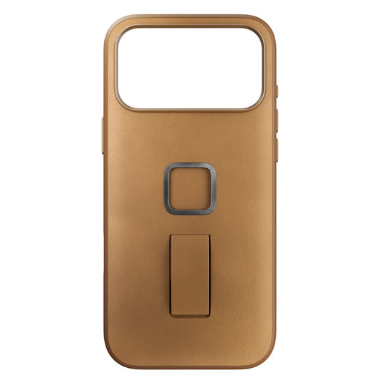 Peak Design Everyday Loop Case for iPhone 17 Pro Max in Tan Clarino, showing the protective mobile phone case with loop attachment.