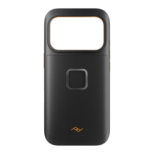 Black Peak Design Gnar Case for iPhone 17 Pro, showing the rugged, protective mobile case with textured surface and precise cutouts.