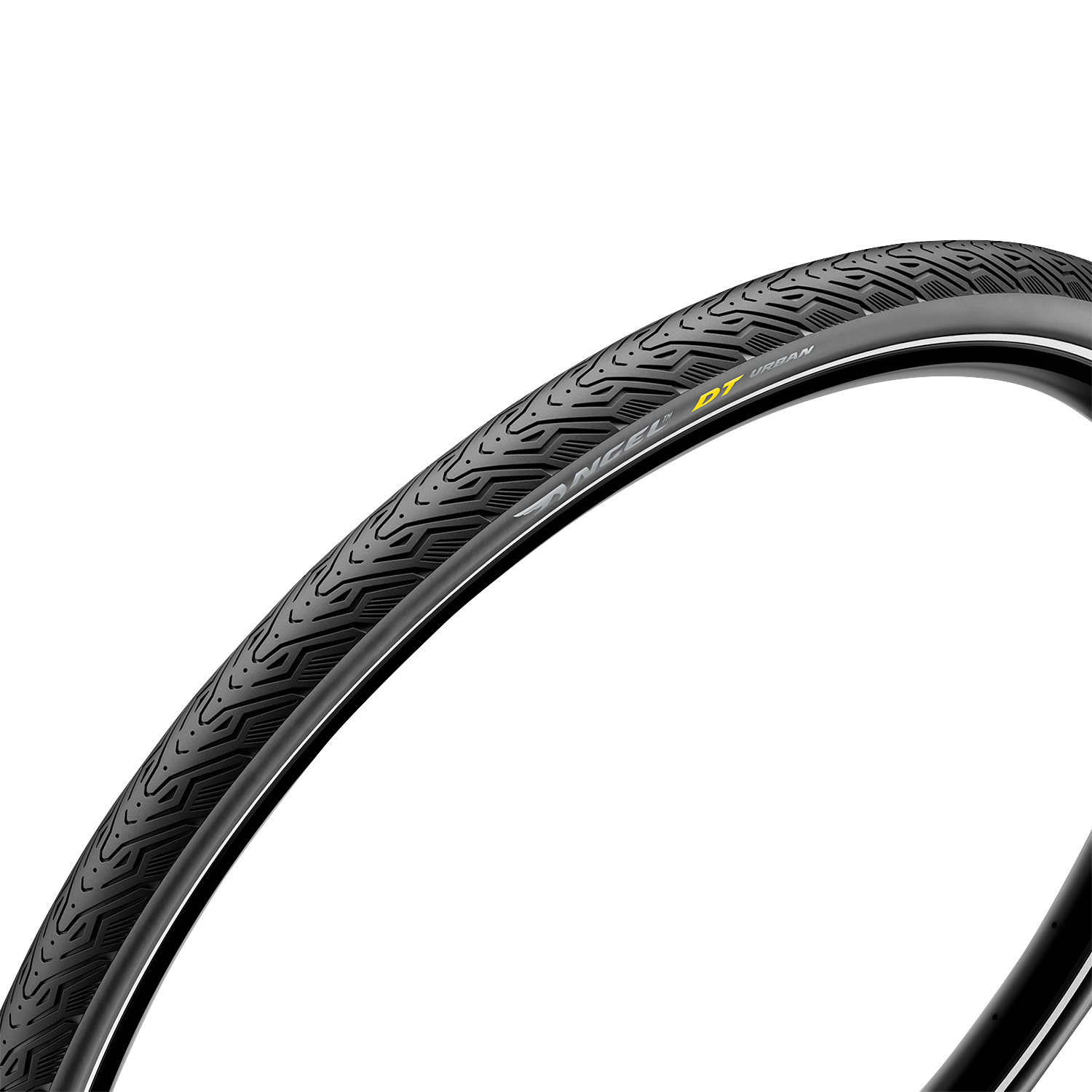 PIRELLI Angel™ DT Urban Tire 700x35C on bike wheel, showing tread pattern and sidewall detail of this PIRELLI cycling tire.