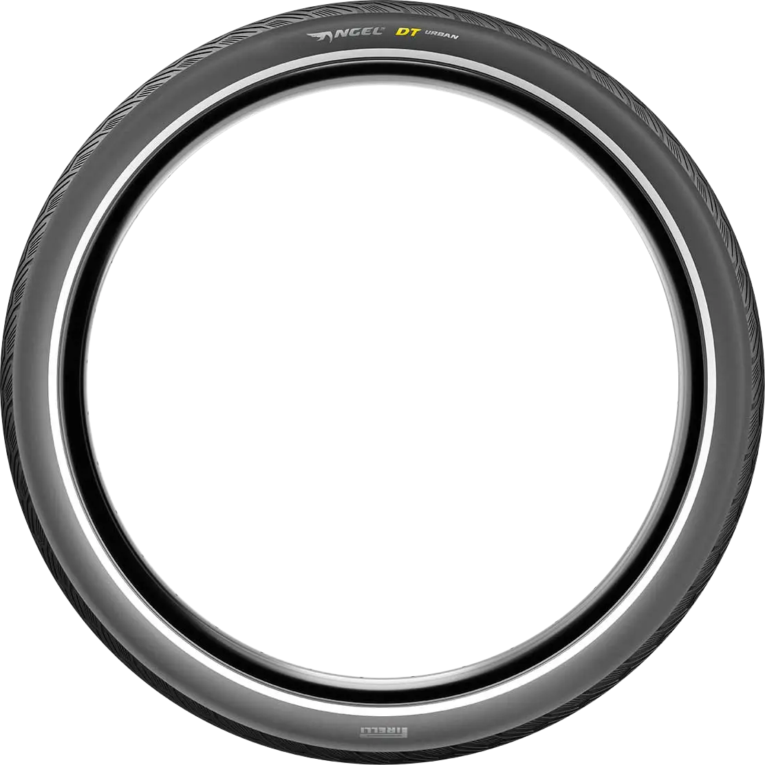 Pirelli Angel DT Urban Tire 700x50C (52-622) with black tread and sidewalls, suitable for city bikes and urban cycling.