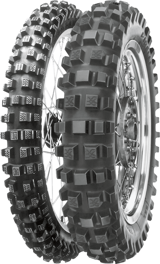 Pirelli MT 16 Garacross rear tire 120/100-18 for off-road and competition riding, featuring aggressive tread pattern