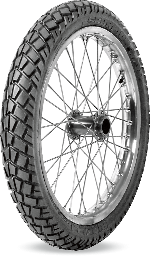 Pirelli Scorpion MT 90 A/T front tire for dual sport motorcycles, 80/90-21 size, designed for off-road and on-road use