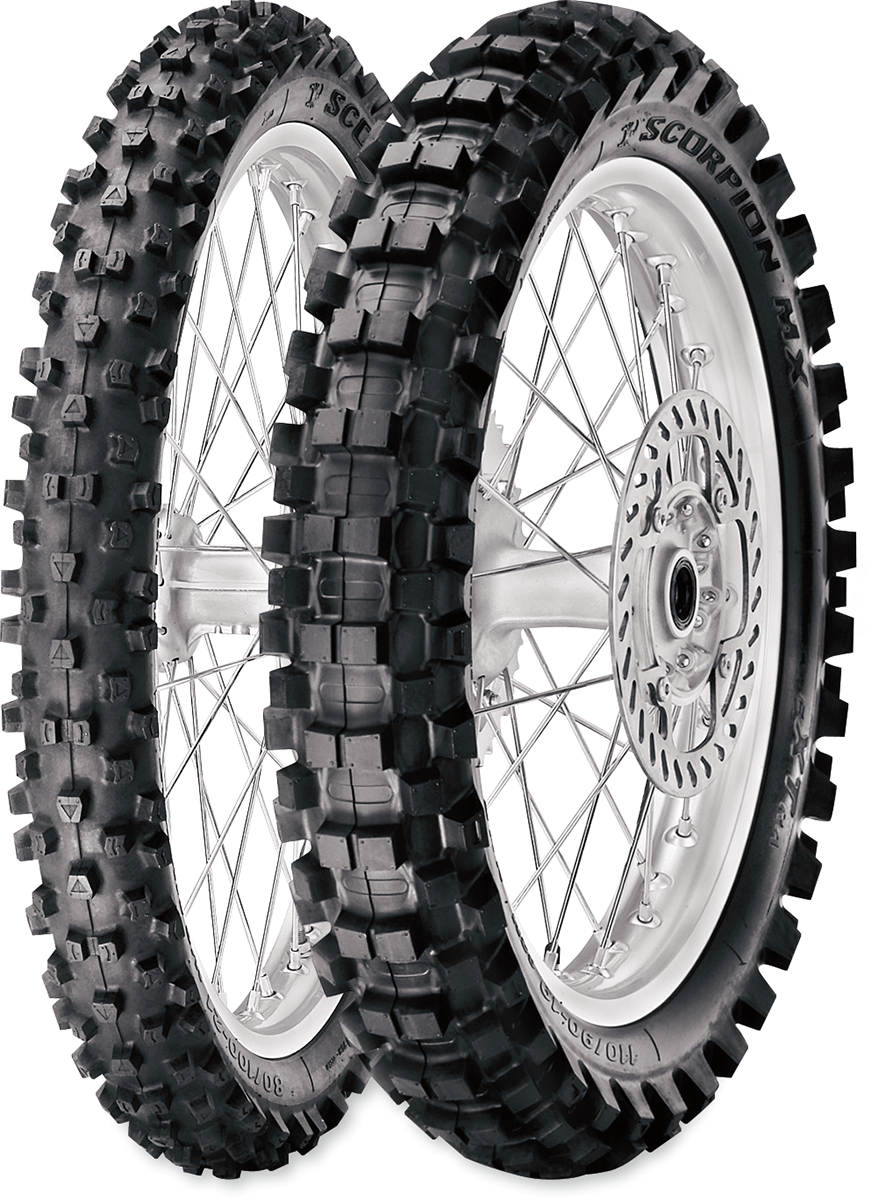 Pirelli Scorpion MXeXTRA-X rear tire 110/90-19 for all-terrain motorcycle riding, durable and rugged off-road performance
