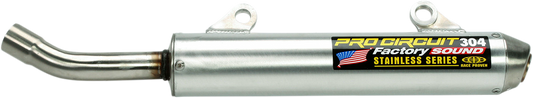 Pro Circuit 304 Silencer for motorcycle exhaust systems, showing a sleek metal motorcycle exhaust silencer element.