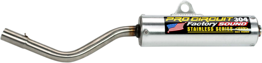 Pro Circuit 304 Silencer for motocross bikes, designed for top-end performance and noise reduction, with a durable metal finish.