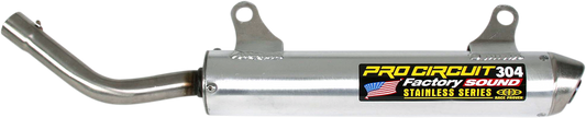 PRO CIRCUIT 304 Silencer motorcycle exhaust system with durable aluminum construction, shown on a motorcycle.