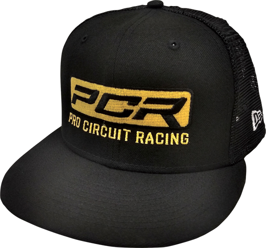Pro Circuit New Era 9FIFTY trucker snapback hat with embroidered logo, featuring adjustable snapback closure and classic trucker style.