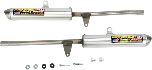 Pro Circuit Banshee SQY87350-SE muffler with longer midsection and stainless steel components, designed for enhanced motorcycle performance.