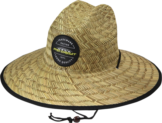 PRO CIRCUIT straw hat with adjustable fit and woven patch, lightweight and casual headwear from PRO CIRCUIT.