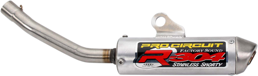 Pro Circuit R-304 silencer for two-stroke engines, showing the metal body and mounting points of the exhaust component.
