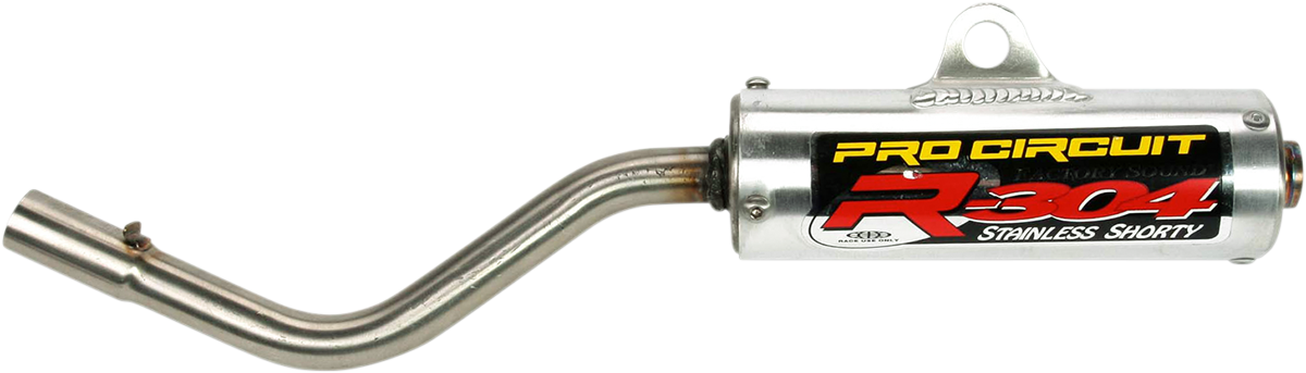 Pro Circuit R-304 Silencer for two-stroke engines, compact performance exhaust with metal construction and black finish.