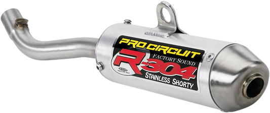 PRO CIRCUIT R-304 Two-Stroke Silencer for enhanced performance, showing the cylindrical metal muffler with mounting components.