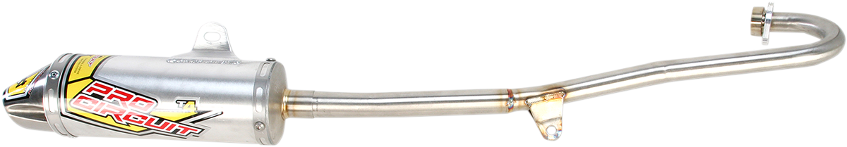 Pro Circuit T-4 Exhaust System 4H01080 for enhanced motorcycle performance and quick throttle response, shown installed on a bike.