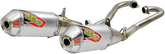 Pro Circuit T-6 exhaust system for off-road and trail riding, featuring a sleek metal muffler with mounting hardware.