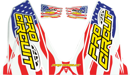 Pro Circuit T-6 Mini/Dual Decal with stars and stripes design for motorcycle or dirt bike, featuring bold graphics and branding.
