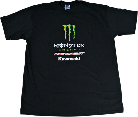 Black PRO CIRCUIT Team Monster T-Shirt in Medium, featuring bold logo design on front.