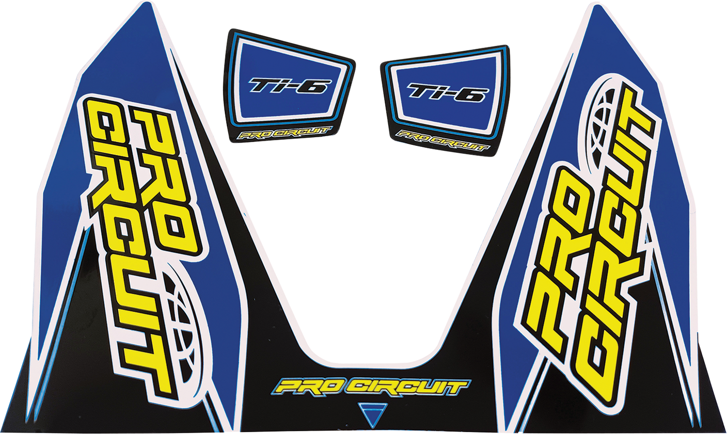 Dark blue PRO CIRCUIT Ti-6 decal with product code DC22TI6-DB, featuring the PRO CIRCUIT logo on a motorcycle decal.